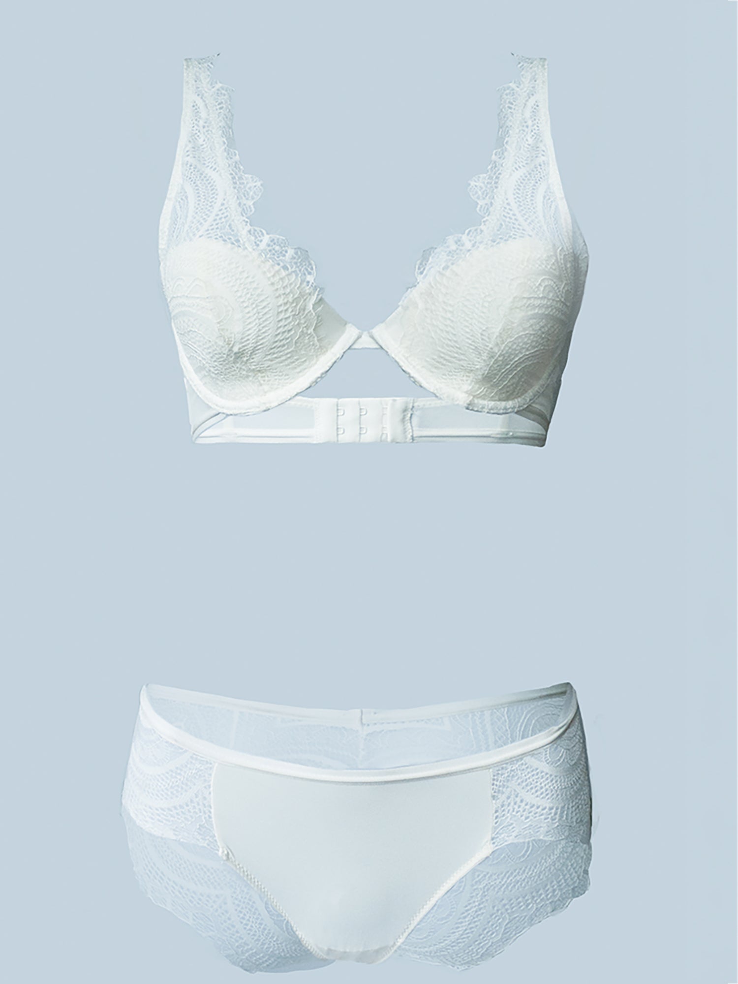 EDGED LACE BRALETTE SET, WHITE