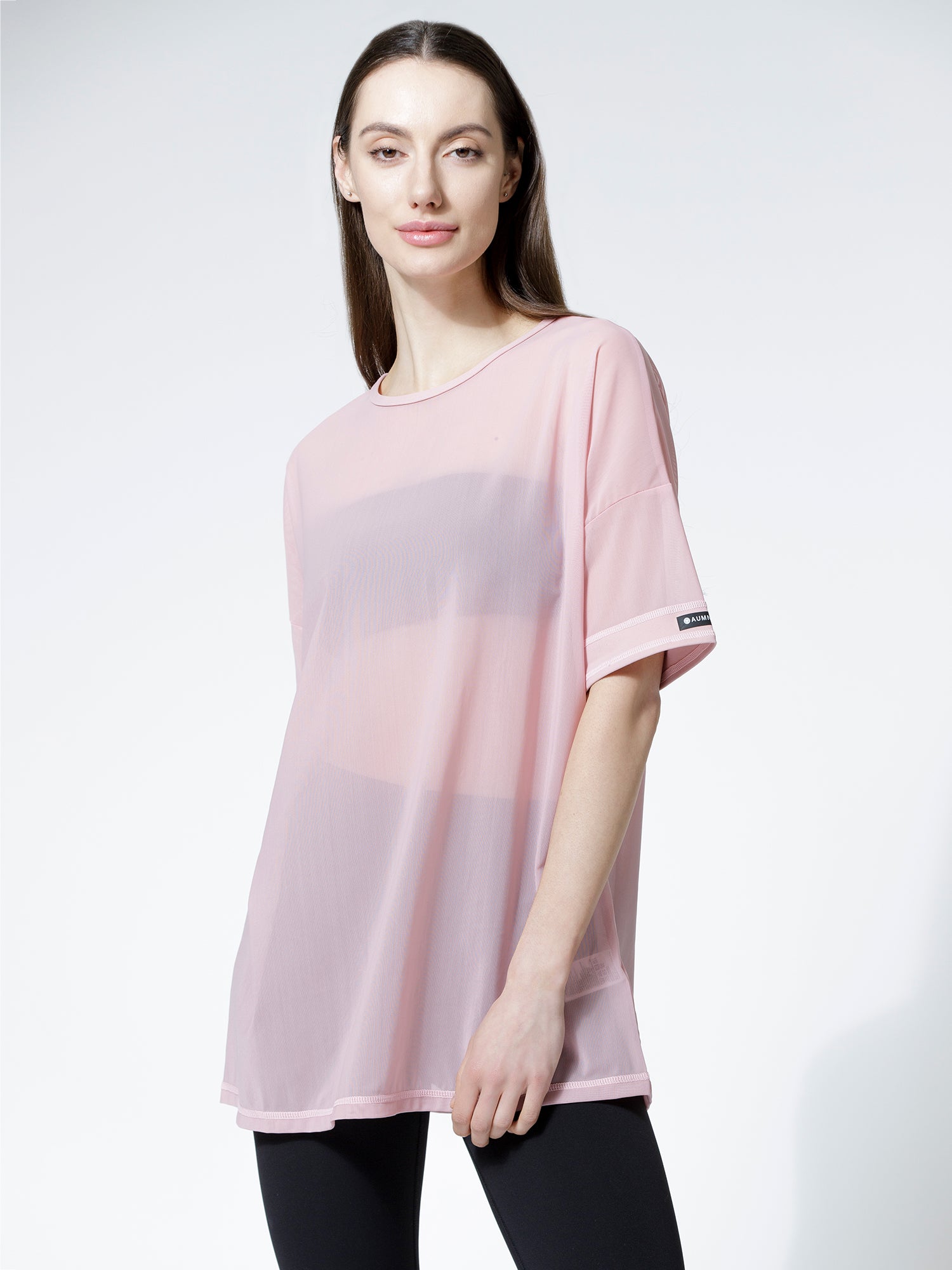 OVERSIZE MESH TEE, BLUSH