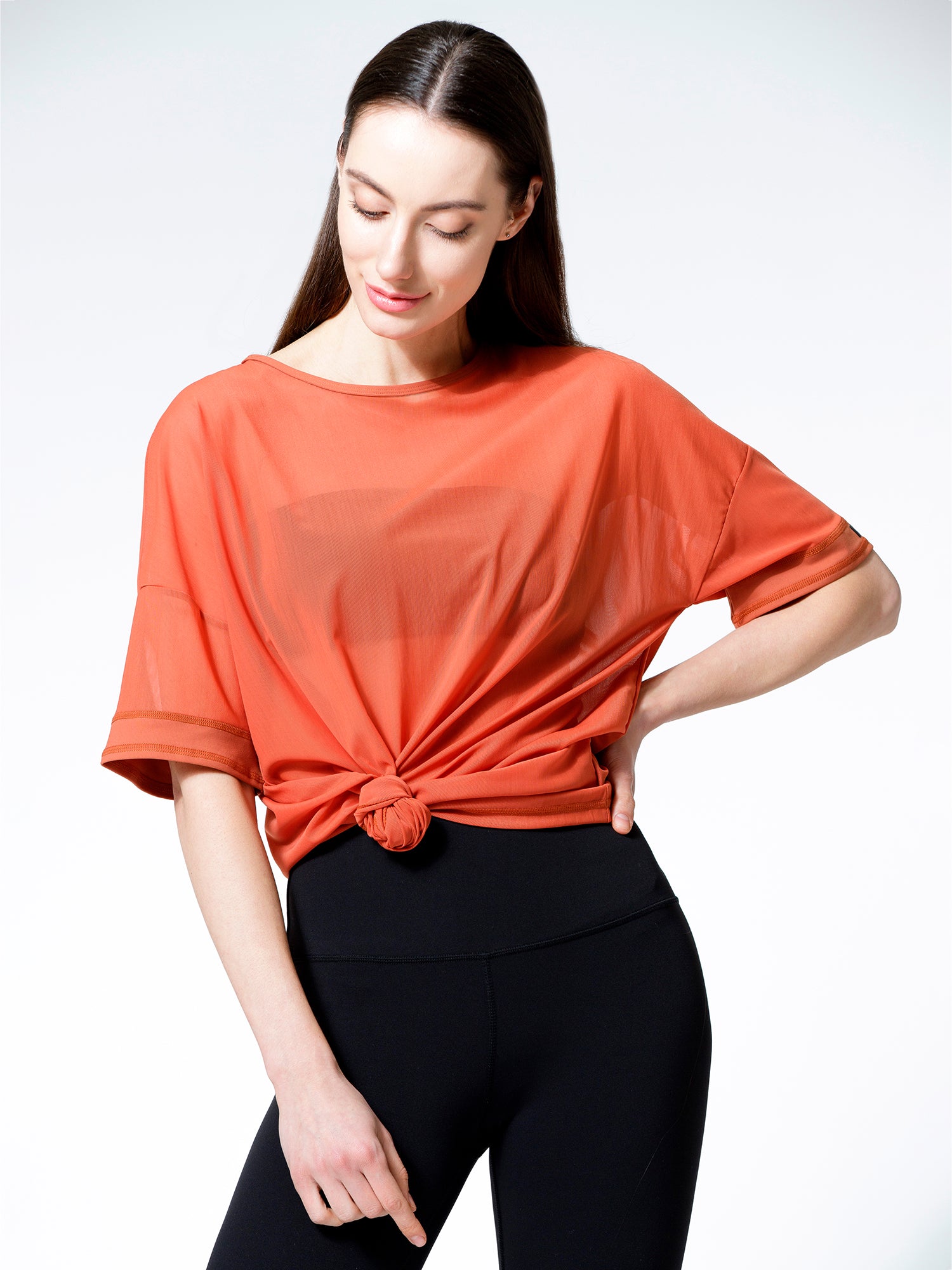 OVERSIZE MESH TEE, MAPLE