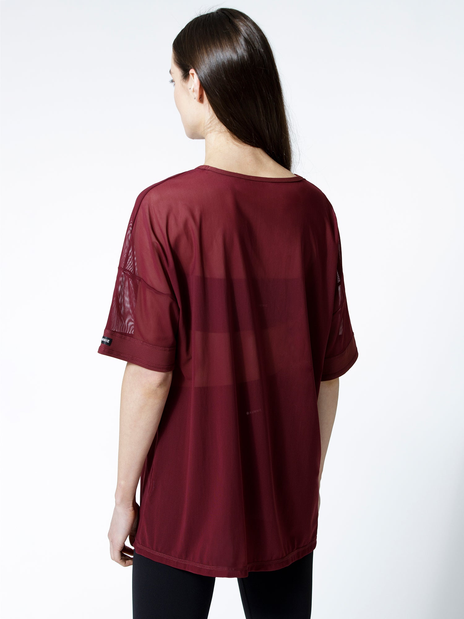 OVERSIZE MESH TEE, BORDEAUX