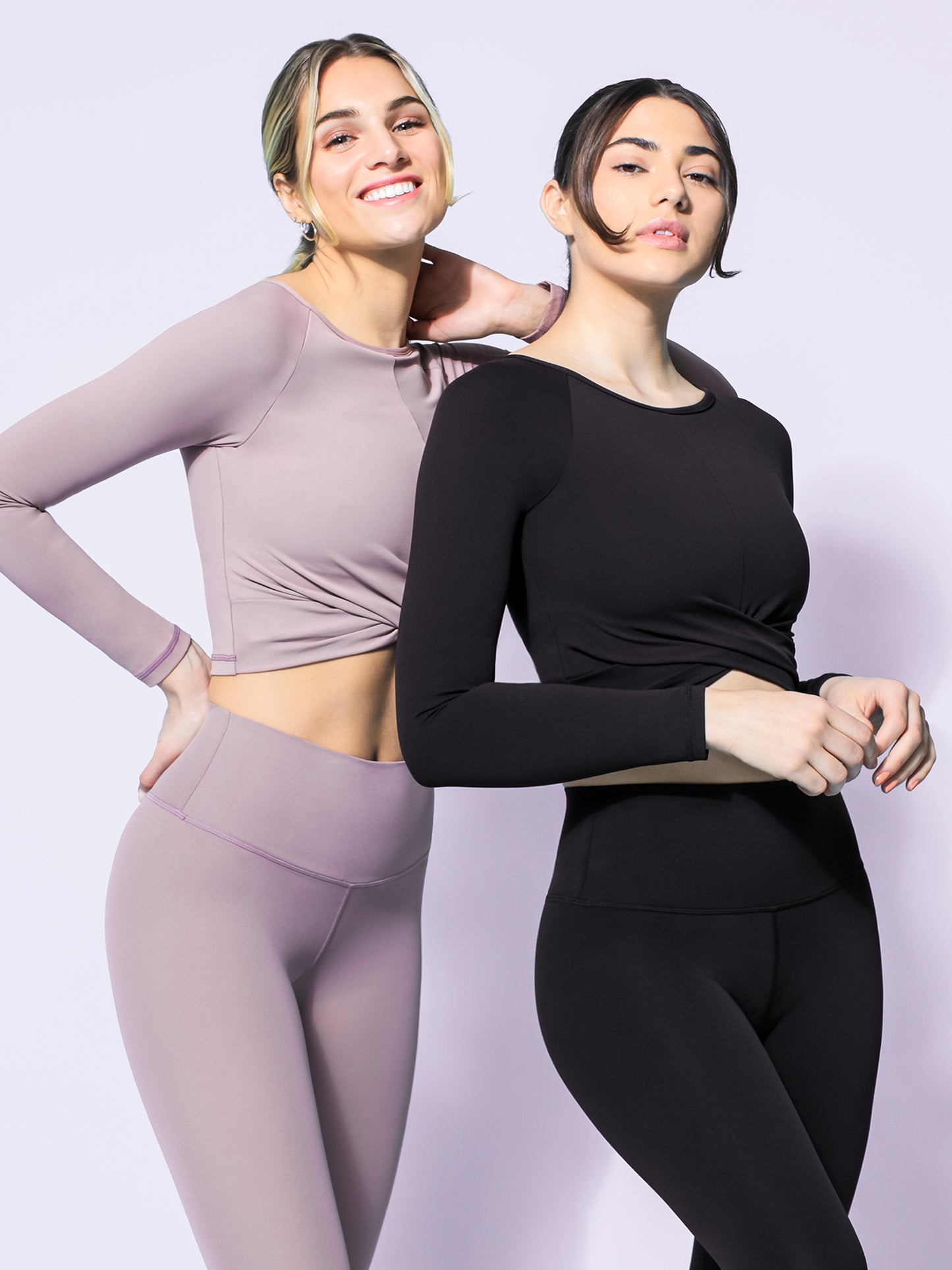 NUDE FRONT WRAP LONG SLEEVE TEE, ASH MAUVE