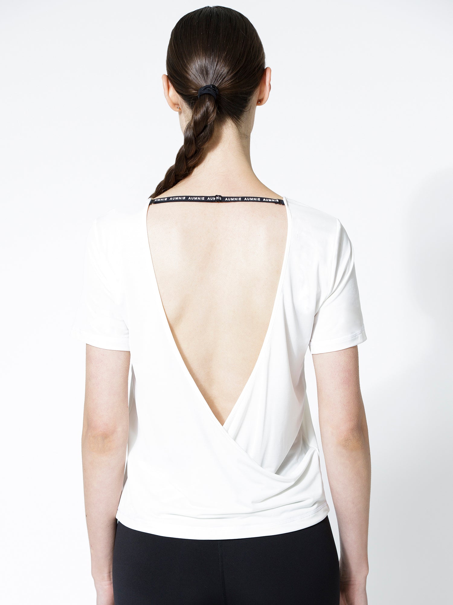 OPEN BACK WRAP TEE, WHITE