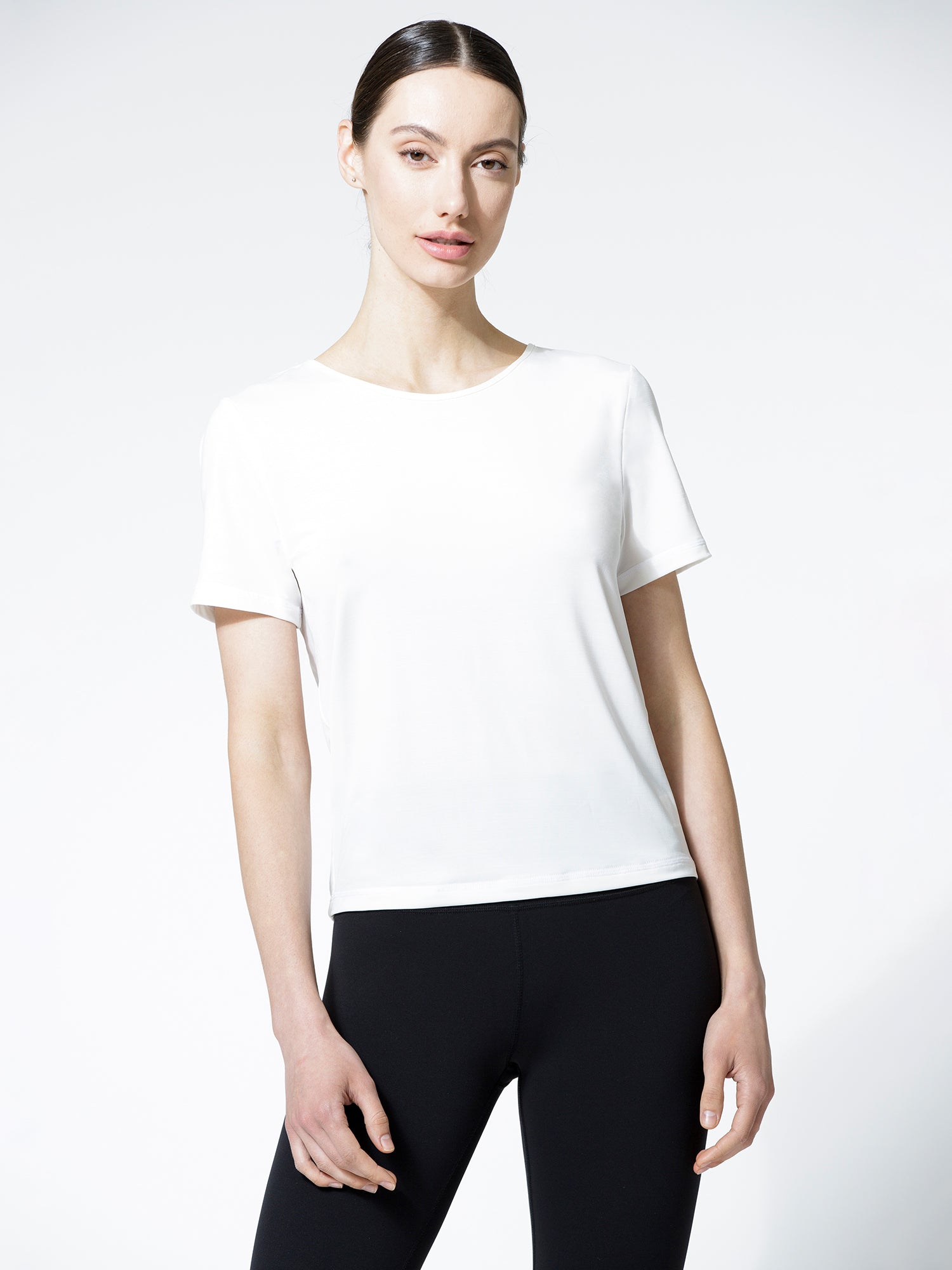 OPEN BACK WRAP TEE, WHITE