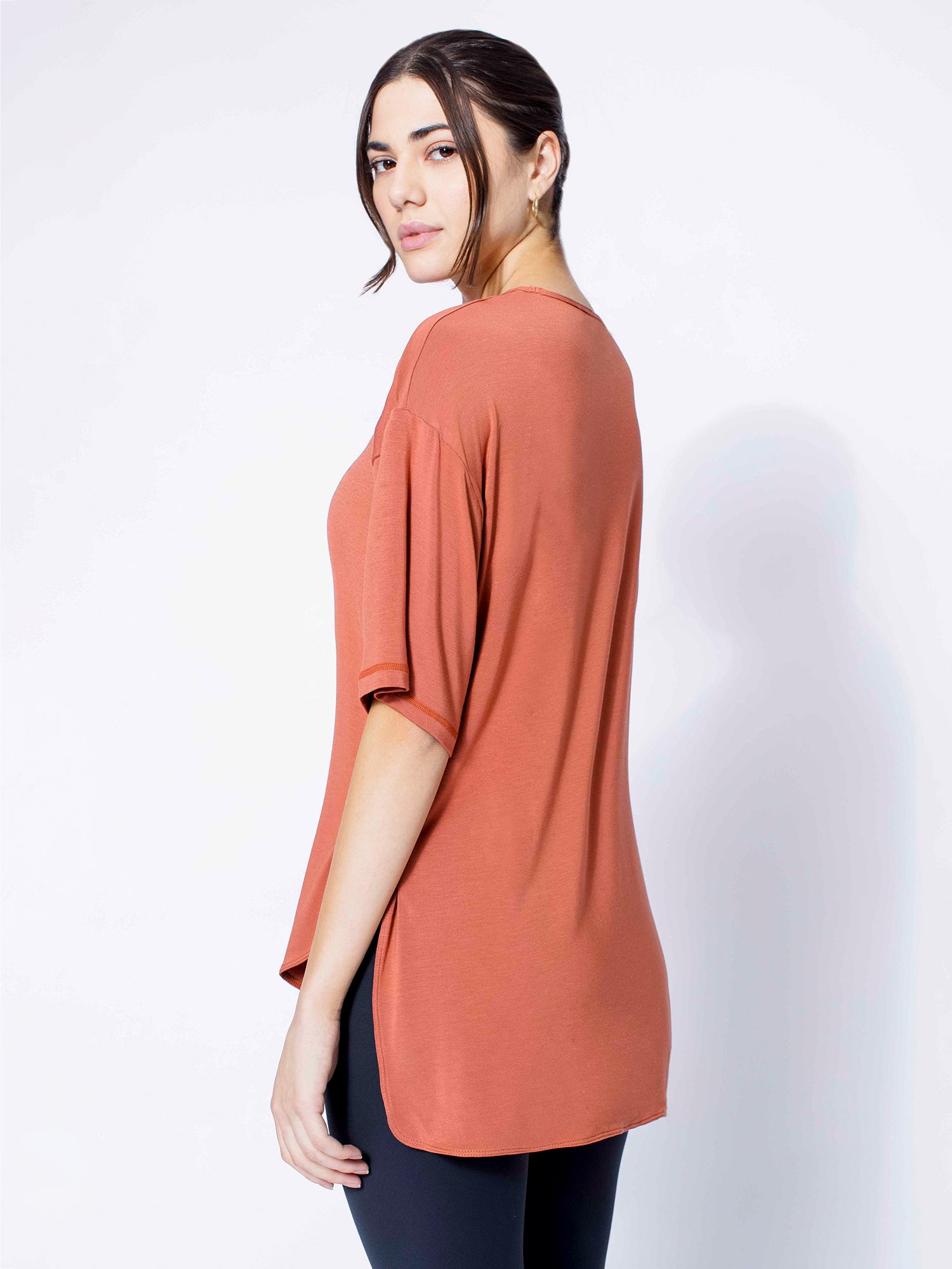 HI LO OVERSIZE TEE, CLAY