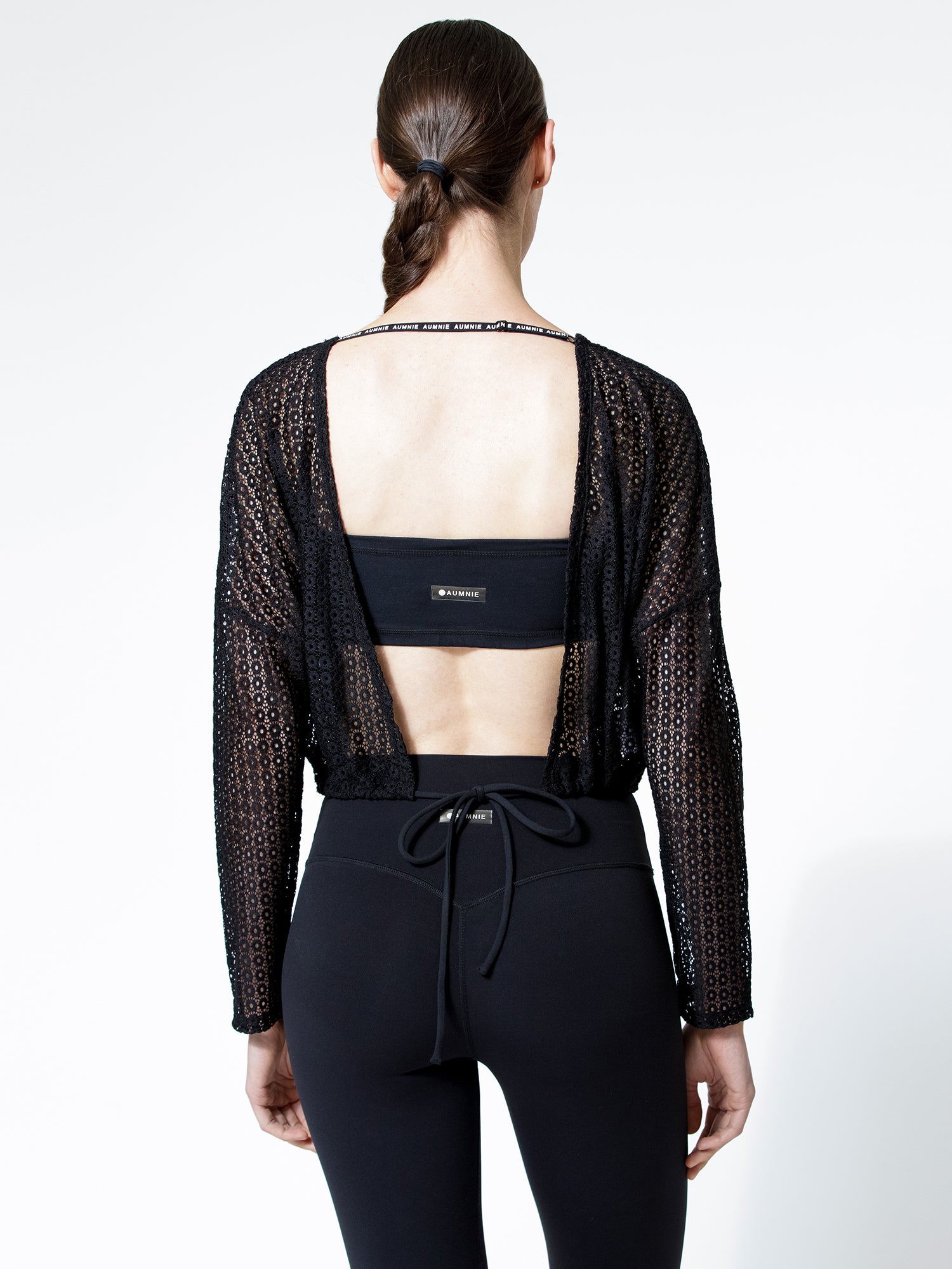 MESH LACE 2-WAY TOP, BLACK