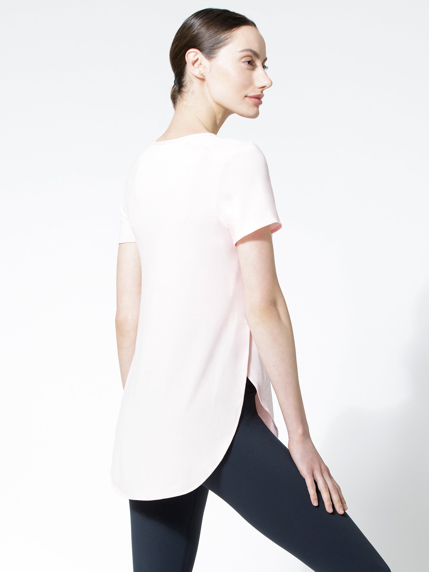 HI LO SIDE SPLIT TEE, BALLET PINK
