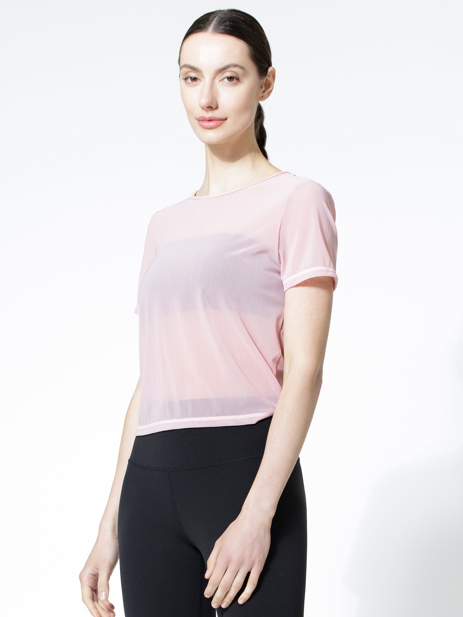 MESH TWIST TEE, BLUSH MESH