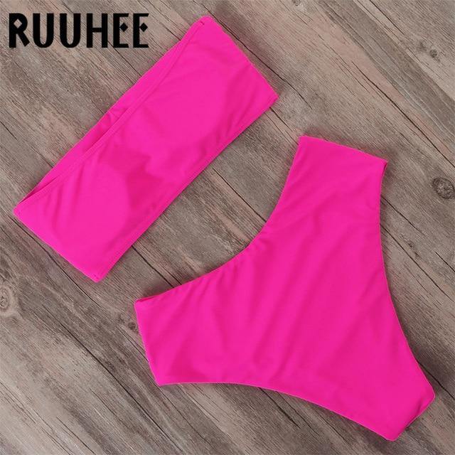 RUUHEE Bandage Bikini Swimwear Women Swimsuit High Waist Bikini Set 2020 Bathing Suit Push Up Maillot De Bain Femme Beachwear - souvikdeysample