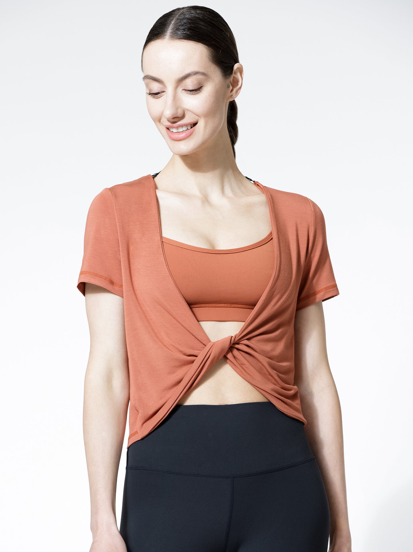 MODAL TWIST TEE, CLAY
