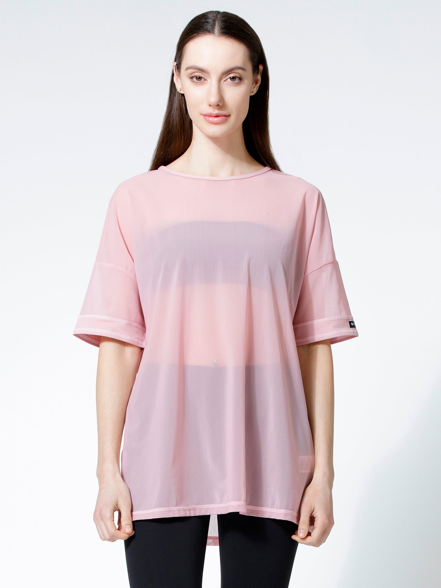 OVERSIZE MESH TEE, BLUSH