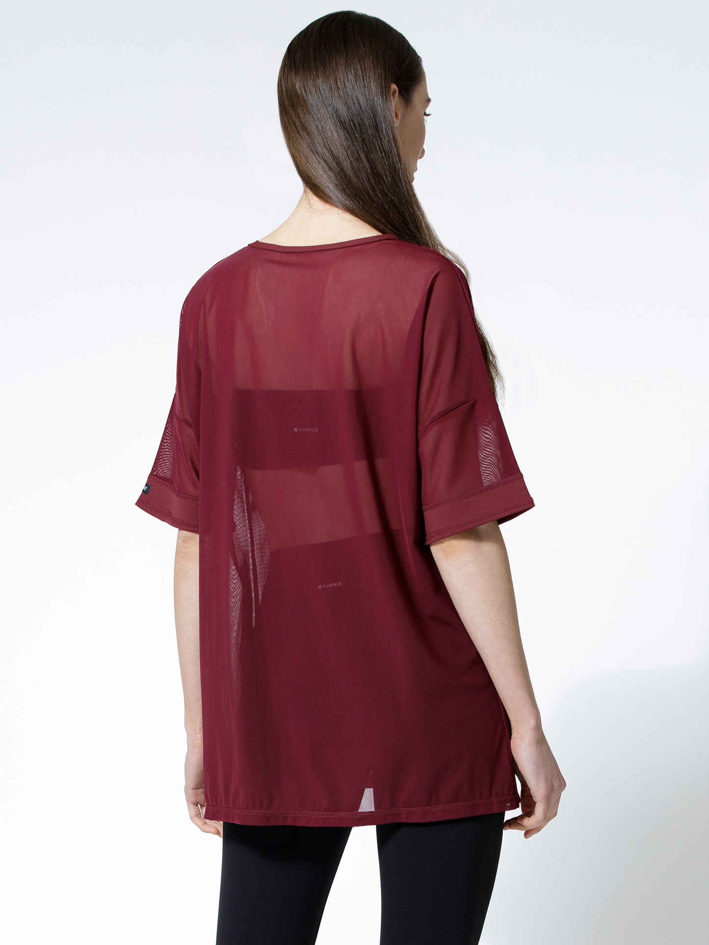 OVERSIZE MESH TEE, BORDEAUX