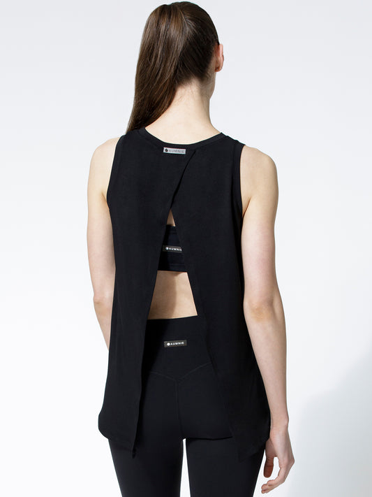 TIE BACK TRAINING TANK, BLACK