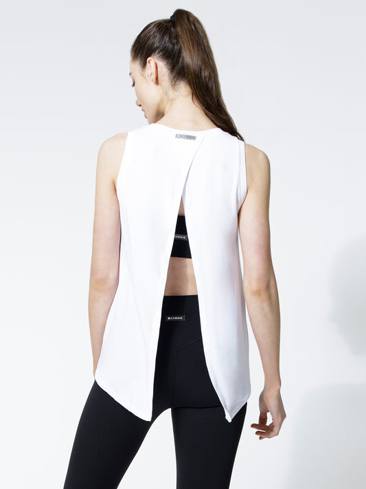 TIE BACK TRAINING TANK, WHITE