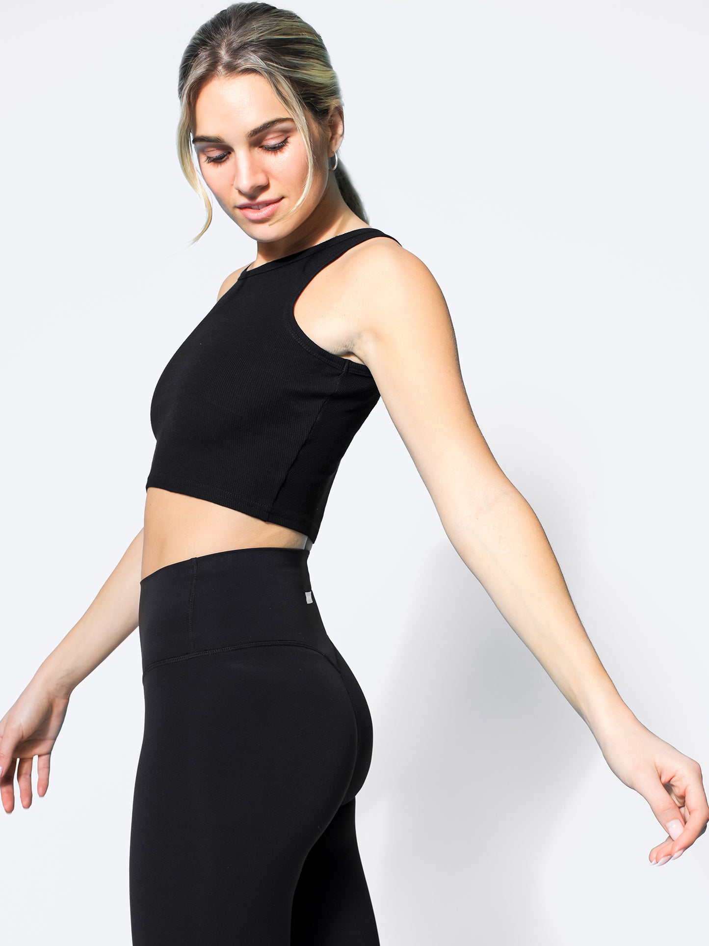 RIBBED COTTON TANK, BLACK