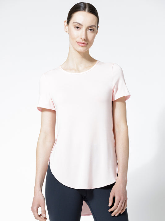 HI LO SIDE SPLIT TEE, BALLET PINK