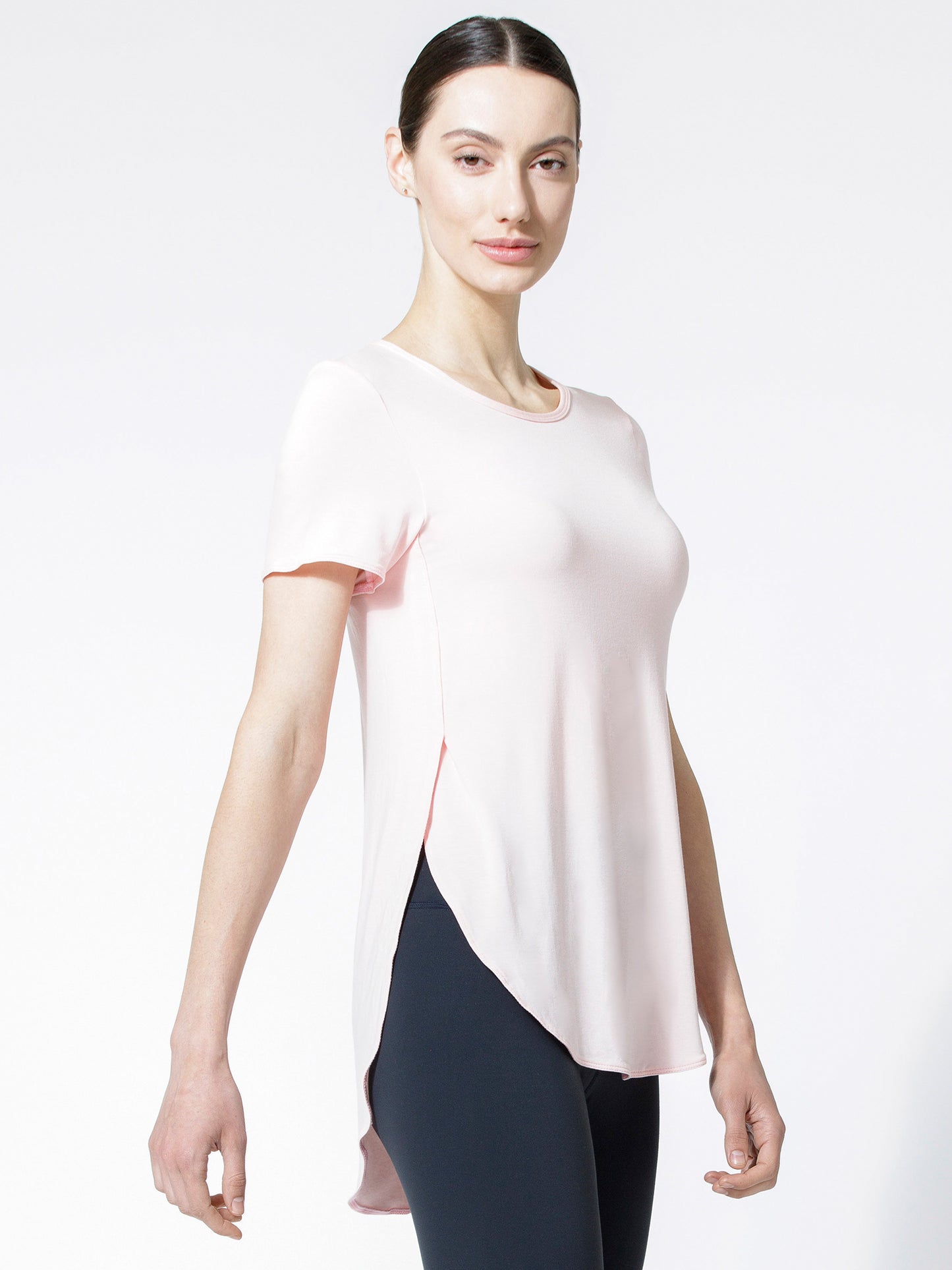 HI LO SIDE SPLIT TEE, BALLET PINK
