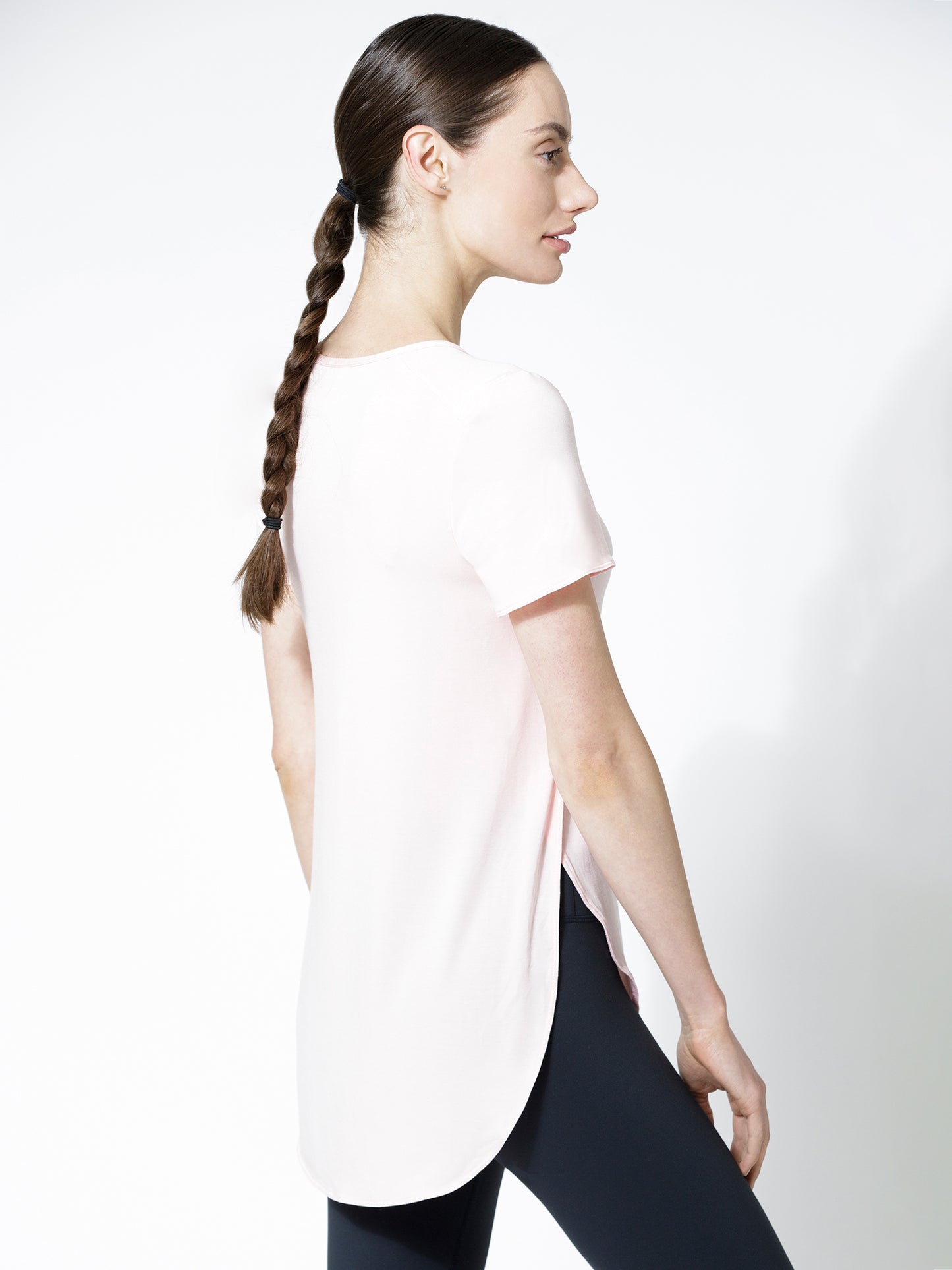 HI LO SIDE SPLIT TEE, BALLET PINK