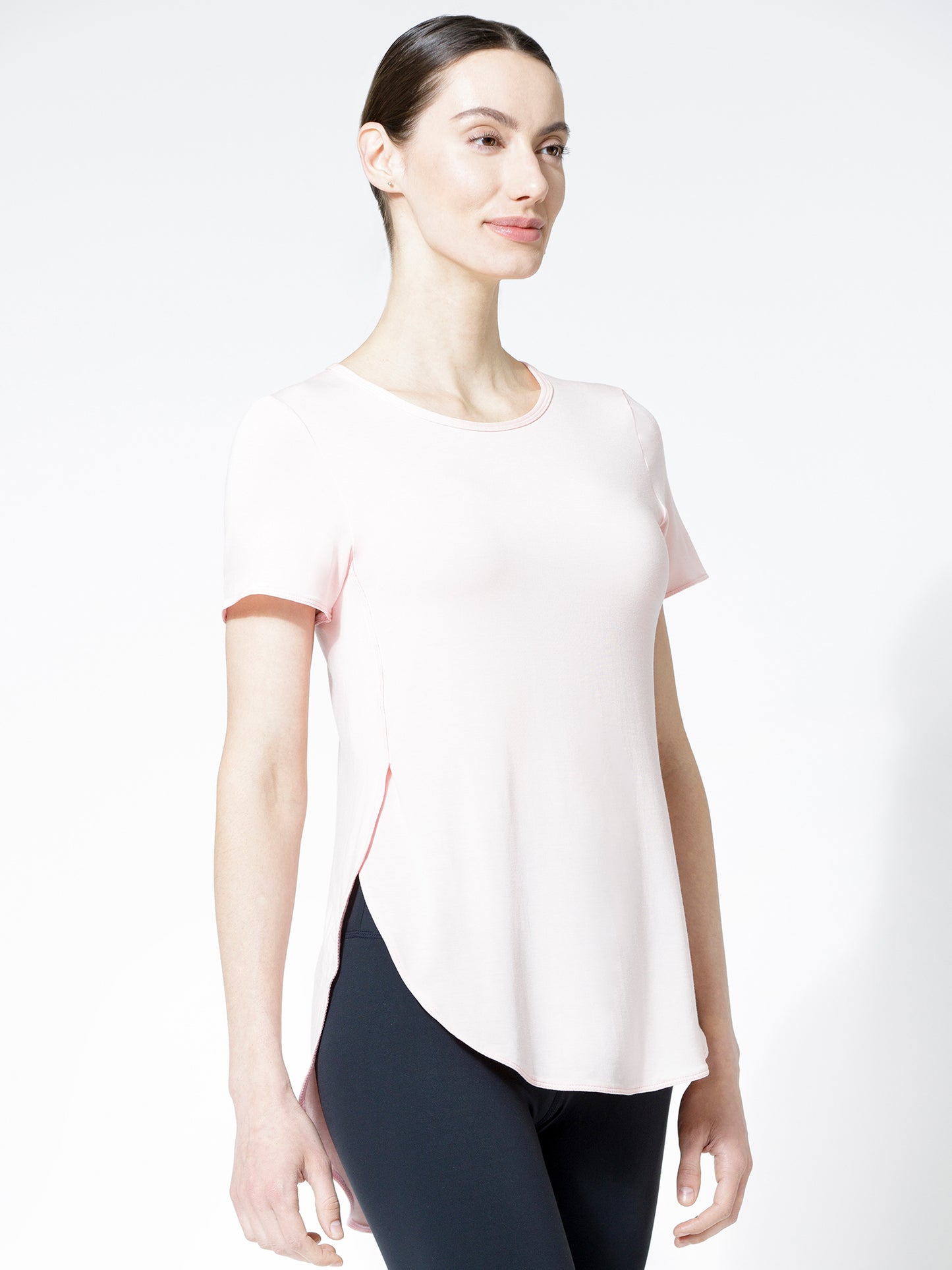 HI LO SIDE SPLIT TEE, BALLET PINK