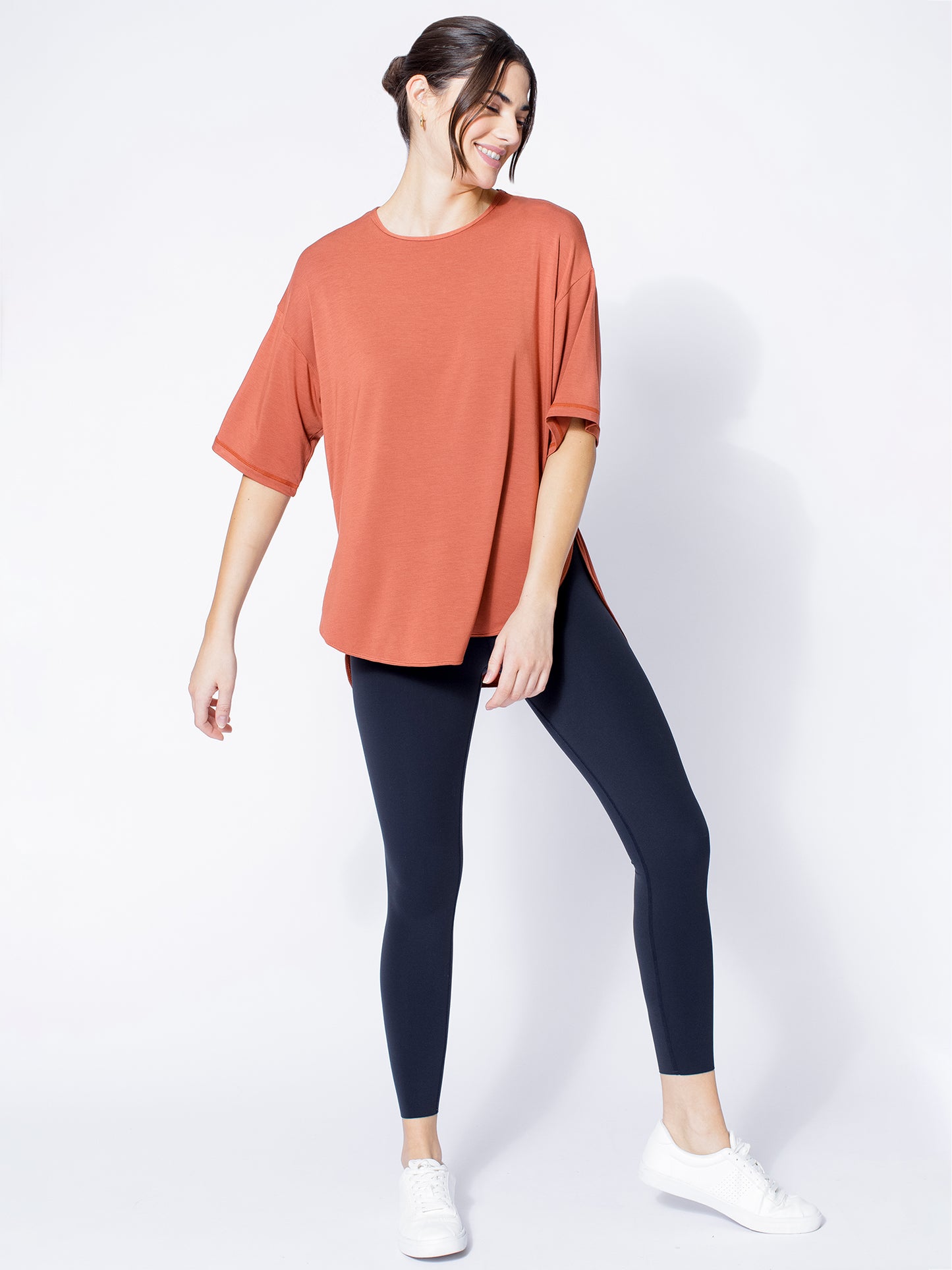 HI LO OVERSIZE TEE, CLAY