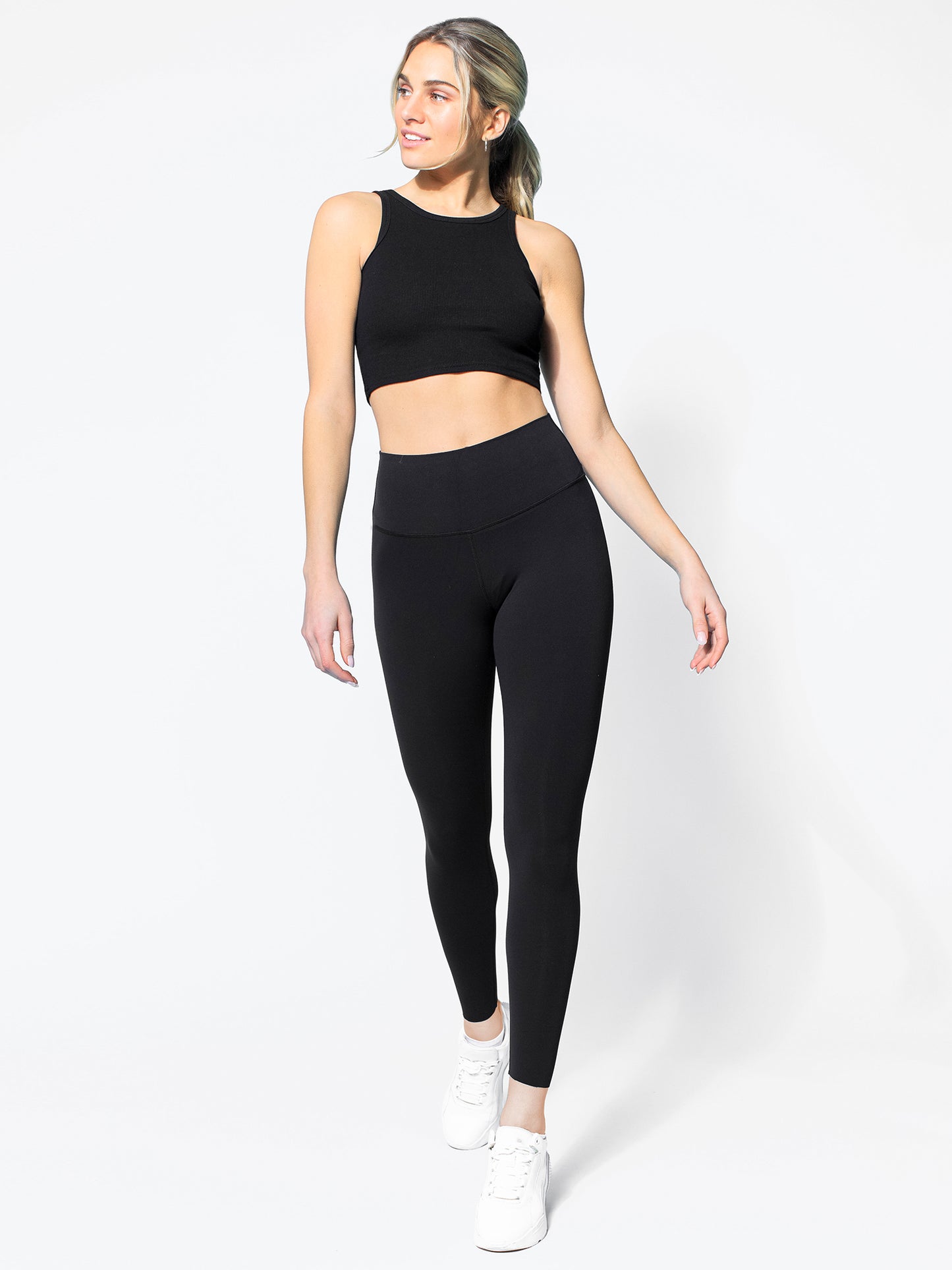 RIBBED COTTON TANK, BLACK