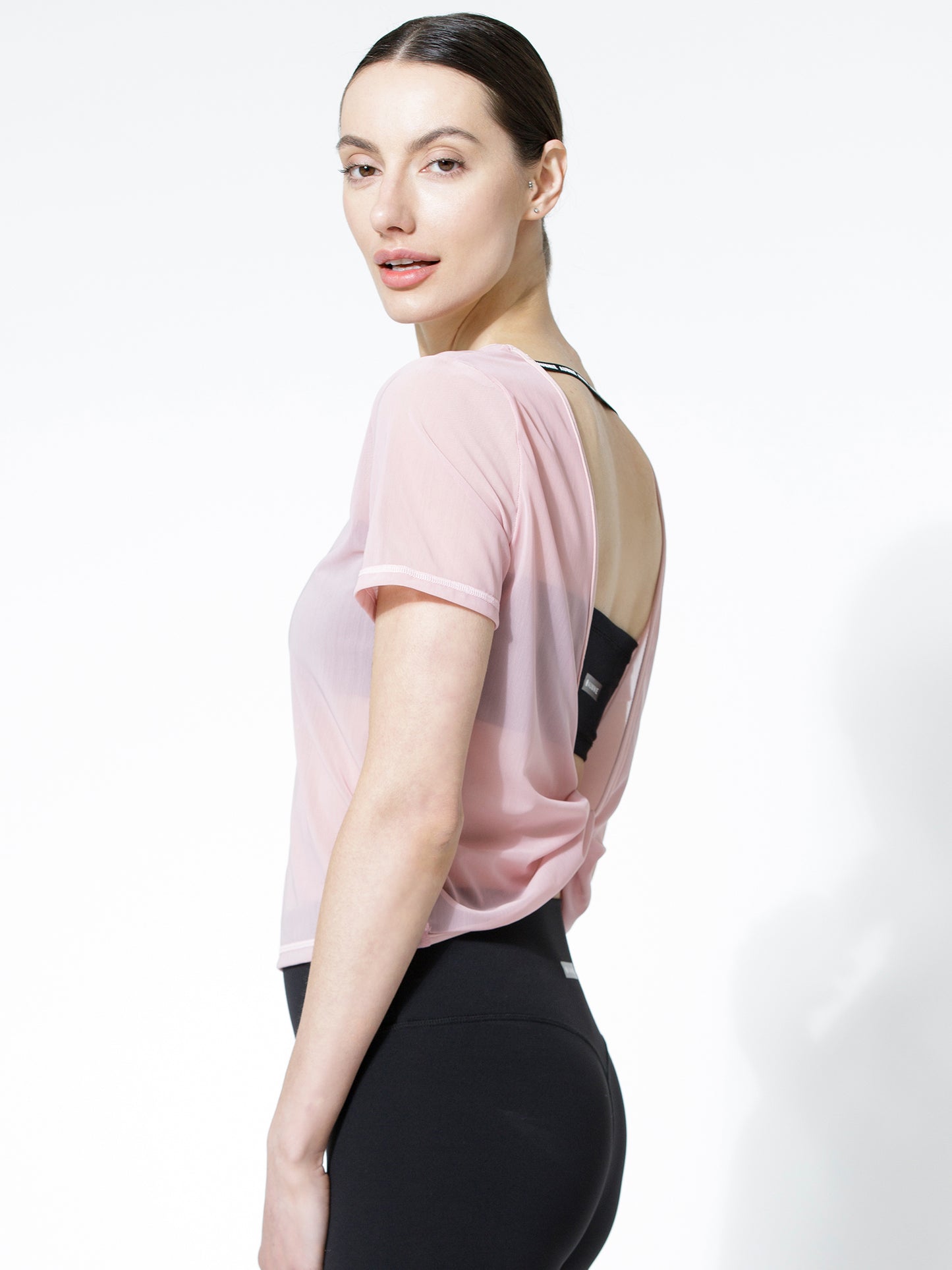MESH TWIST TEE, BLUSH MESH
