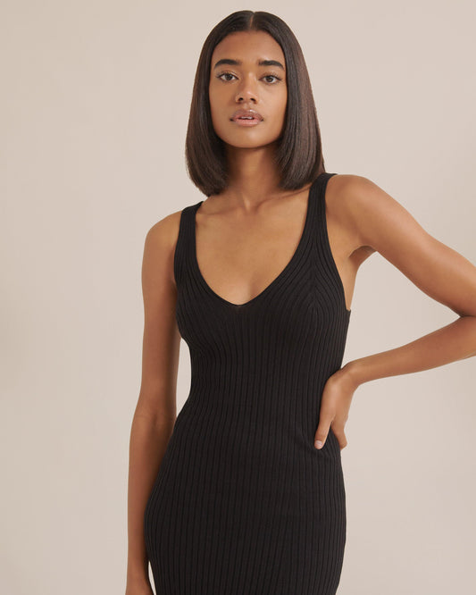 Teja V-Neck Ribbed Dress - souvikdeysample