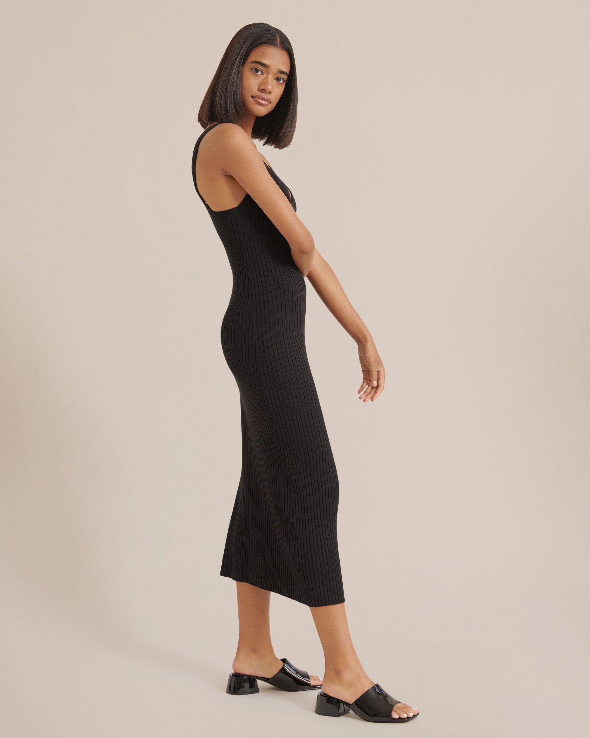 Teja V-Neck Ribbed Dress - souvikdeysample