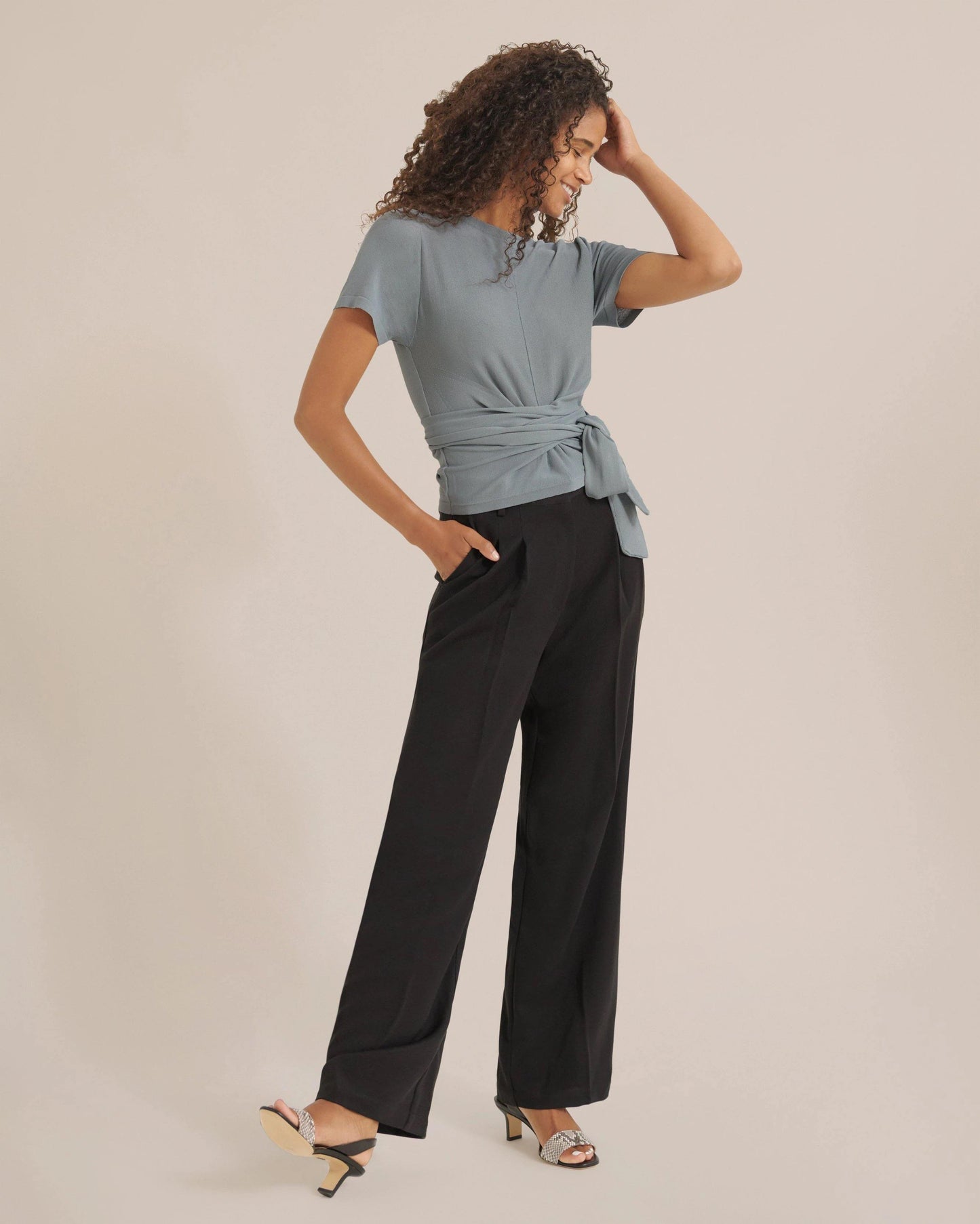 Jude Short-Sleeve Wrap Blouse - souvikdeysample