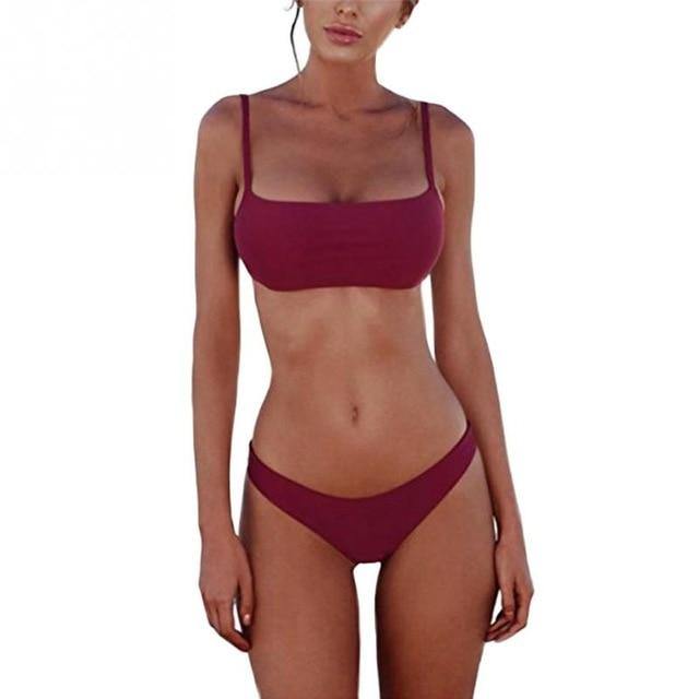 2019 New Summer Women Solid Bikini Set Push-up UnPadded Bra Swimsuit Swimwear Triangle Bather Suit Swimming Suit Biquini - souvikdeysample