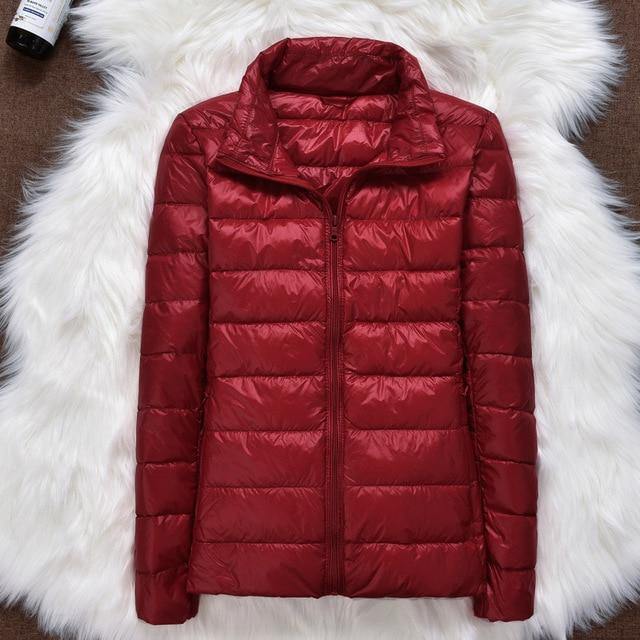 Winter Women Ultralight Thin Down Jacket White Duck Down Hooded Jackets Long Sleeve Warm Coat Parka Female Portable Outwear - souvikdeysample