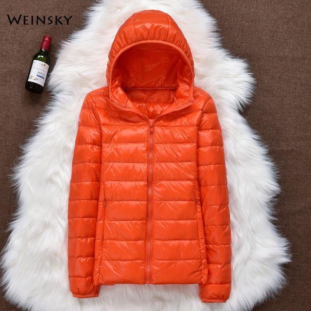 Winter Women Ultralight Thin Down Jacket White Duck Down Hooded Jackets Long Sleeve Warm Coat Parka Female Portable Outwear - souvikdeysample