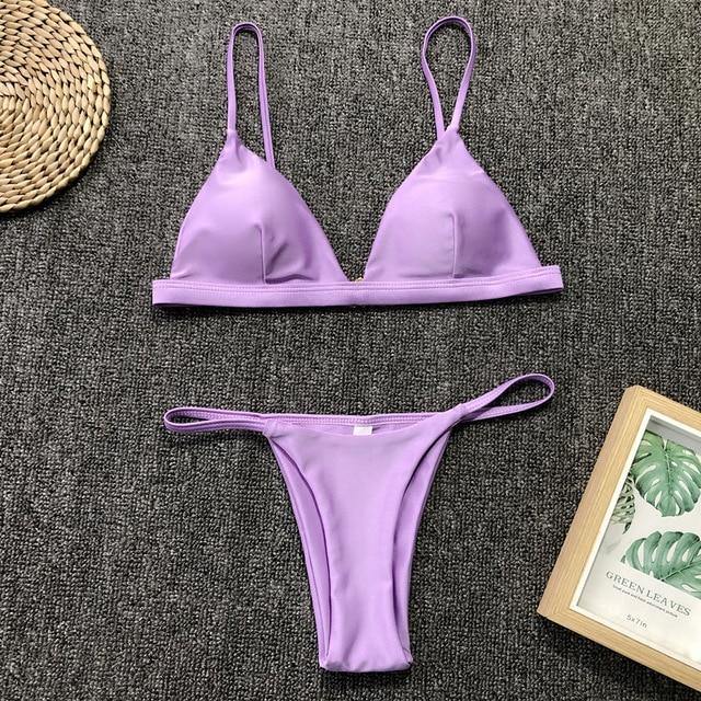 9 Colors Solid Bikini Set 2019 Sexy Push Up Swimwear Women Brazilian Swimsuit Low Waist Biquini Halter Two Pieces Bathing Suit - souvikdeysample