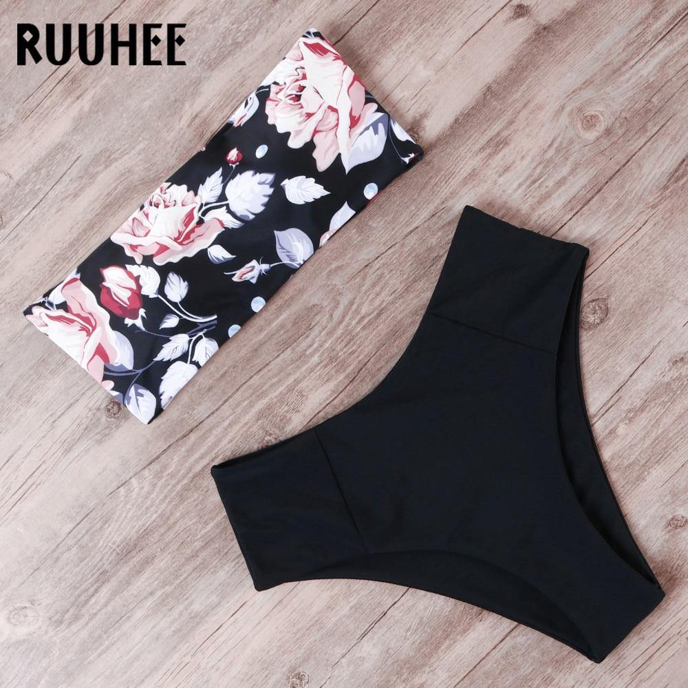 RUUHEE Bandage Bikini Swimwear Women Swimsuit High Waist Bikini Set 2020 Bathing Suit Push Up Maillot De Bain Femme Beachwear - souvikdeysample