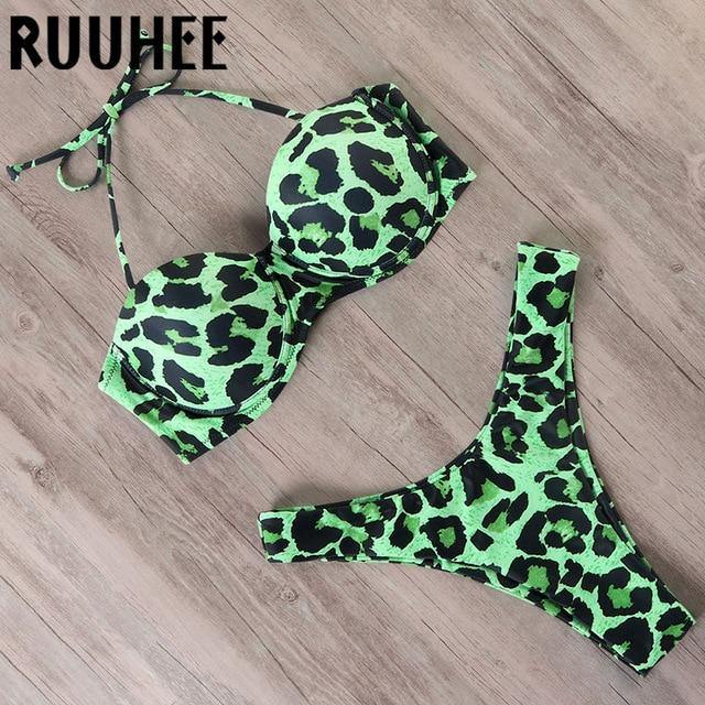 RUUHEE Bikini Swimwear Women Swimsuit 2020 Leopard Brazilian Bikini Set Push Up Bathing Suit Female Summer Beach Wear Biquini - souvikdeysample