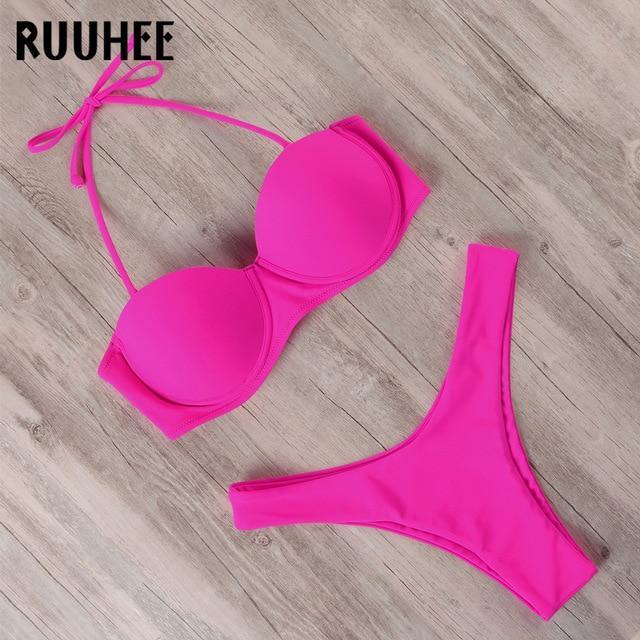 RUUHEE Bikini Swimwear Women Swimsuit 2020 Leopard Brazilian Bikini Set Push Up Bathing Suit Female Summer Beach Wear Biquini - souvikdeysample