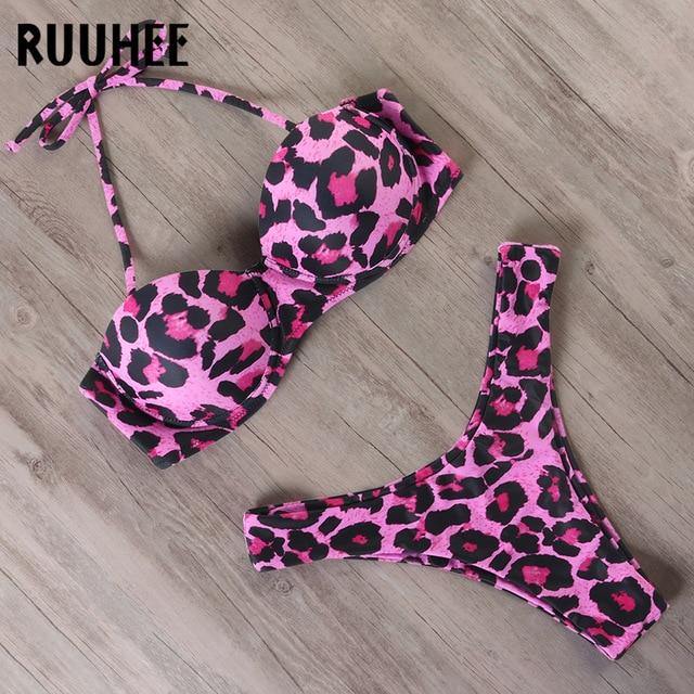 RUUHEE Bikini Swimwear Women Swimsuit 2020 Leopard Brazilian Bikini Set Push Up Bathing Suit Female Summer Beach Wear Biquini - souvikdeysample