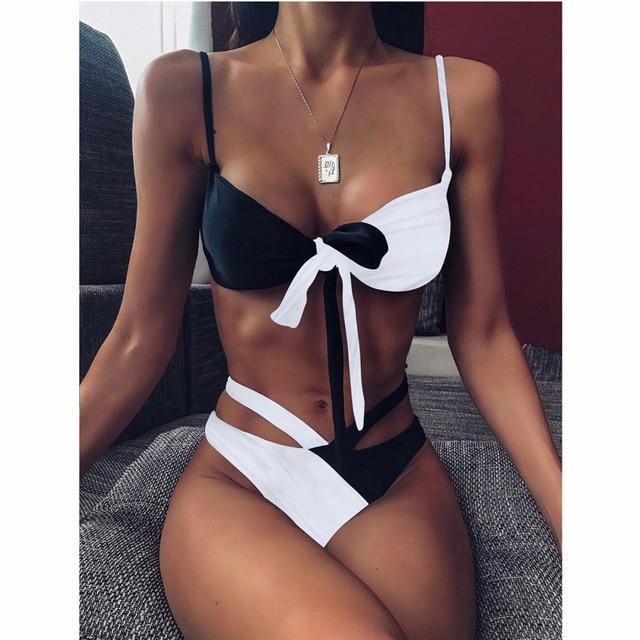 2020 Sexy Women High Waist Bikini Swimsuit Swimwear Female Bandeau Thong Brazilian Biquini Bikini Set Bathing Suit Bather - souvikdeysample