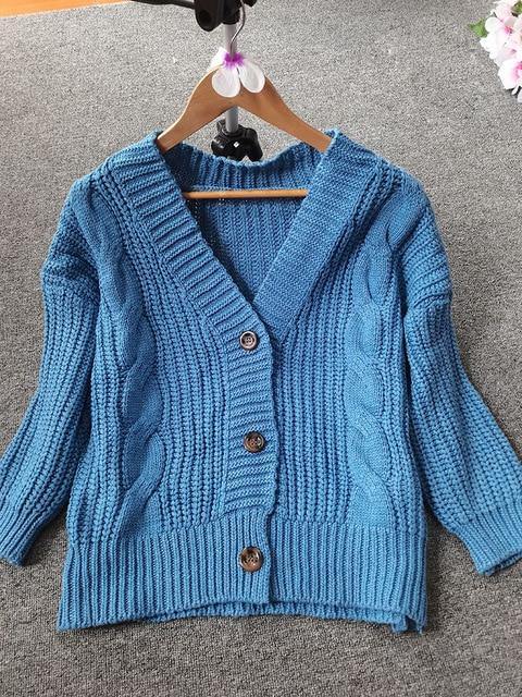 Women Short Cardigan Knitted Sweater Autumn Winter Long Sleeve V neck Jumper Cardigans Casual Streetwear Fashion Pull Femme Coat - souvikdeysample
