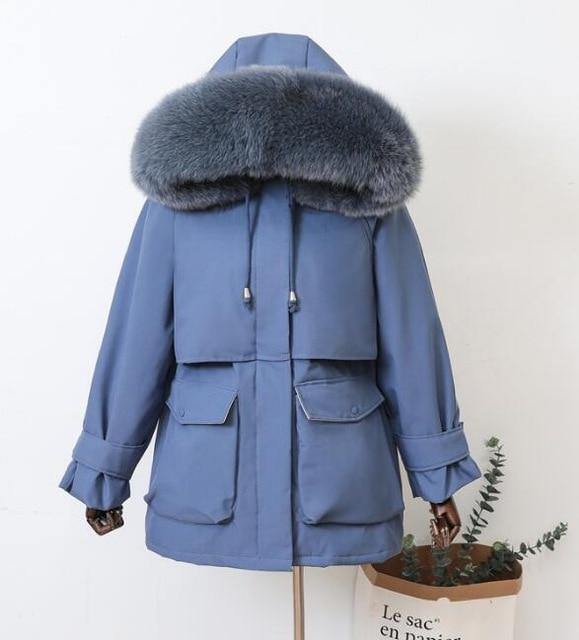 Large Natural Raccoon Fox Fur Hooded Winter Down Coat Women 90% White Duck Down Jacket Thick Warm Parkas Female Outerwear - souvikdeysample