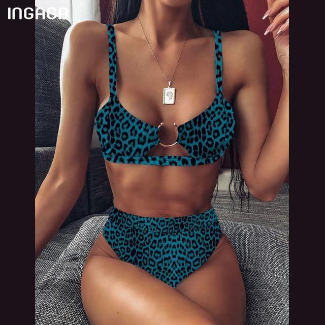 INGAGA High Waist Bikini 2020 Push Up Swimsuit Leopard Swimwear Women Brazilian Bikini Set Biquini Sexy Bathing Suit Women - souvikdeysample