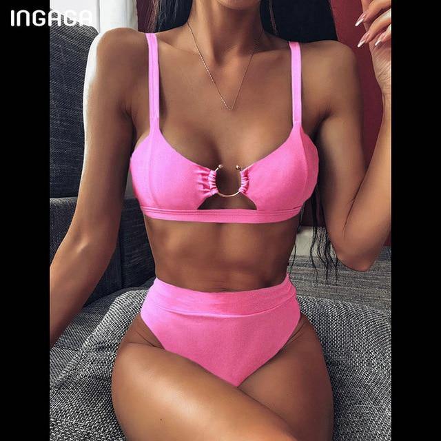 INGAGA High Waist Bikini 2020 Push Up Swimsuit Leopard Swimwear Women Brazilian Bikini Set Biquini Sexy Bathing Suit Women - souvikdeysample