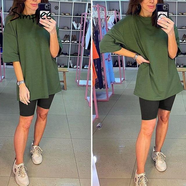 Simplee Casual Solid Outfits Women's Two Piece Suit with Belt Home Loose Sports Tracksuits Fashion Bicycle Summer Hot Suit 2020 - souvikdeysample