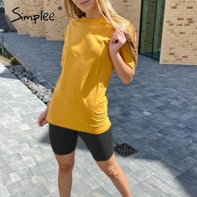 Simplee Casual Solid Outfits Women's Two Piece Suit with Belt Home Loose Sports Tracksuits Fashion Bicycle Summer Hot Suit 2020 - souvikdeysample