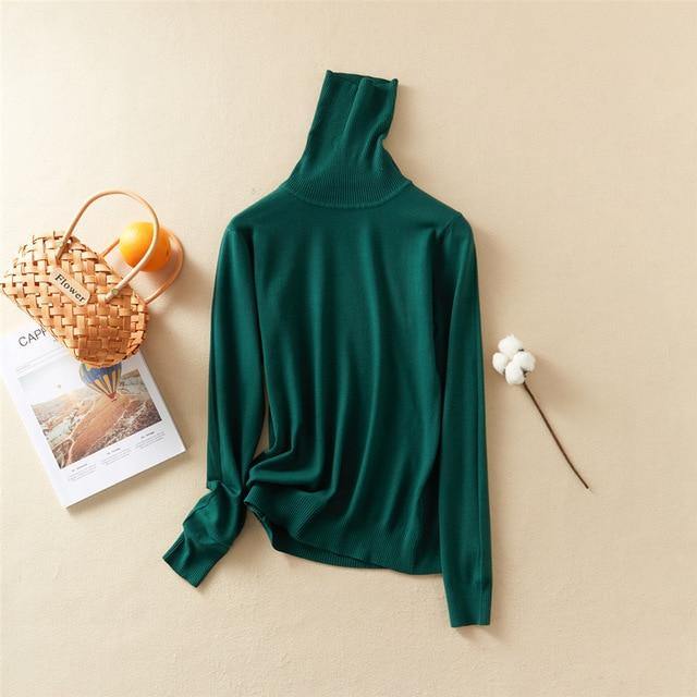 Marwin 2020 New-Coming Autumn Winter Solid Turn-Down Collar Pullovers Female Thick Turtleneck Knitted High Street  Women Sweater - souvikdeysample