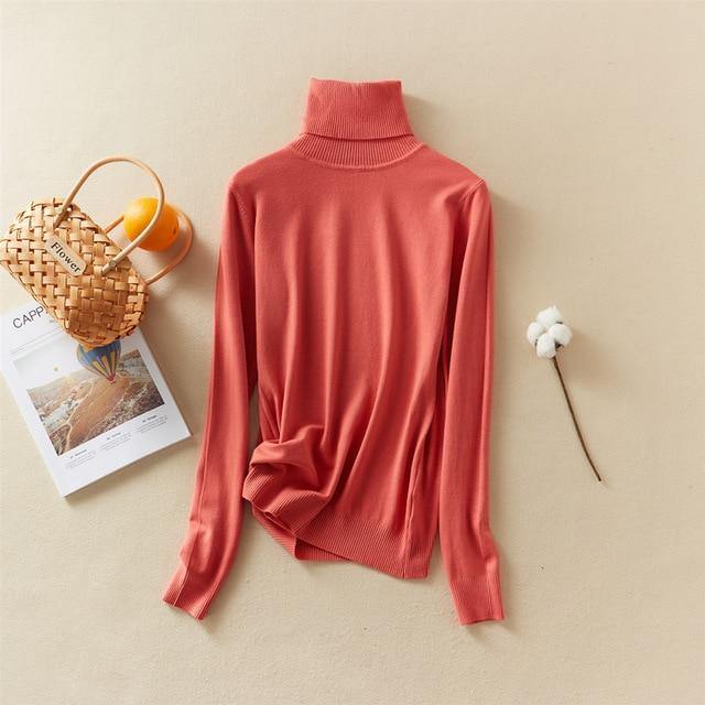 Marwin 2020 New-Coming Autumn Winter Solid Turn-Down Collar Pullovers Female Thick Turtleneck Knitted High Street  Women Sweater - souvikdeysample