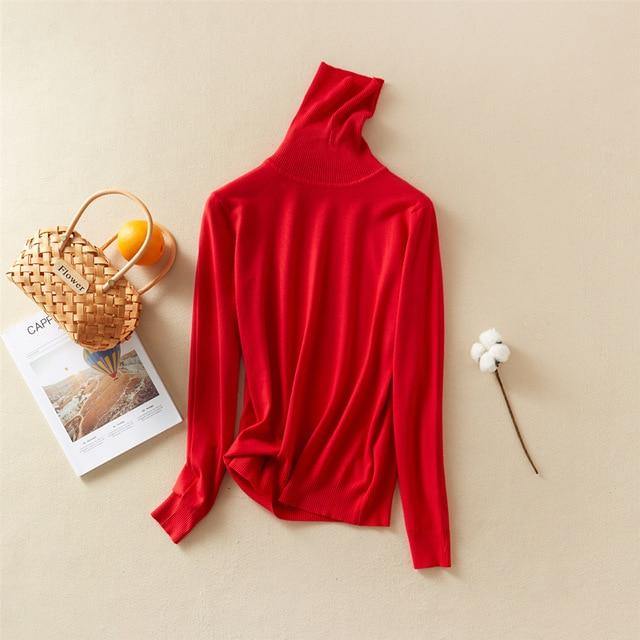 Marwin 2020 New-Coming Autumn Winter Solid Turn-Down Collar Pullovers Female Thick Turtleneck Knitted High Street  Women Sweater - souvikdeysample