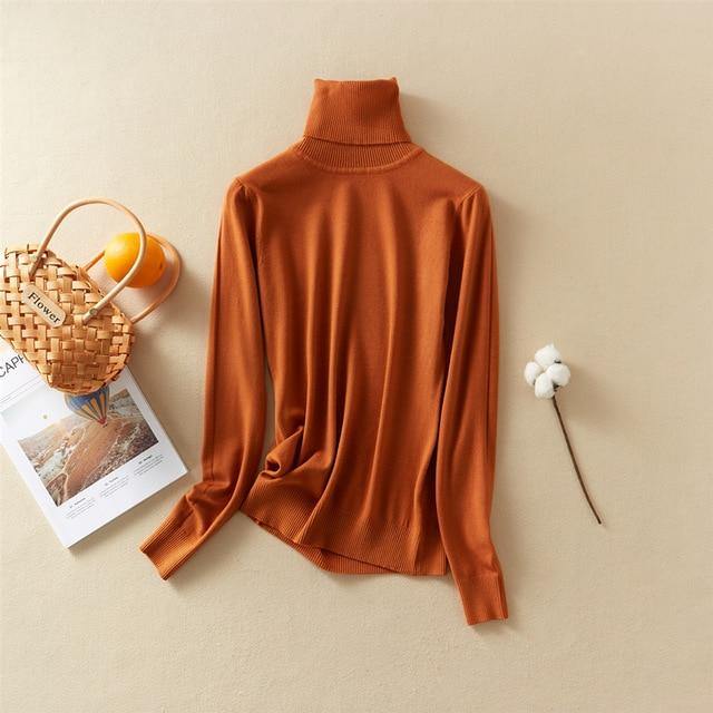 Marwin 2020 New-Coming Autumn Winter Solid Turn-Down Collar Pullovers Female Thick Turtleneck Knitted High Street  Women Sweater - souvikdeysample