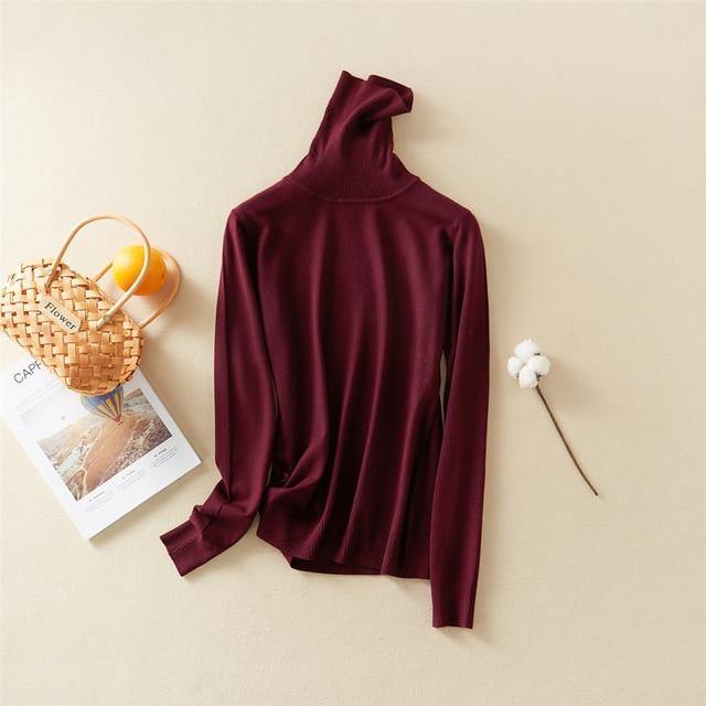 Marwin 2020 New-Coming Autumn Winter Solid Turn-Down Collar Pullovers Female Thick Turtleneck Knitted High Street  Women Sweater - souvikdeysample