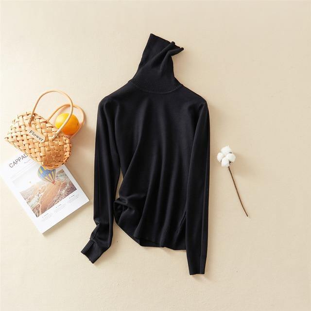 Marwin 2020 New-Coming Autumn Winter Solid Turn-Down Collar Pullovers Female Thick Turtleneck Knitted High Street  Women Sweater - souvikdeysample