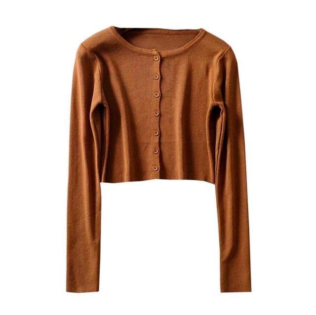 Korean Style O-neck Short Knitted Sweaters Women Thin Cardigan Fashion  Sleeve Sun Protection Crop Top Ropa Mujer - souvikdeysample